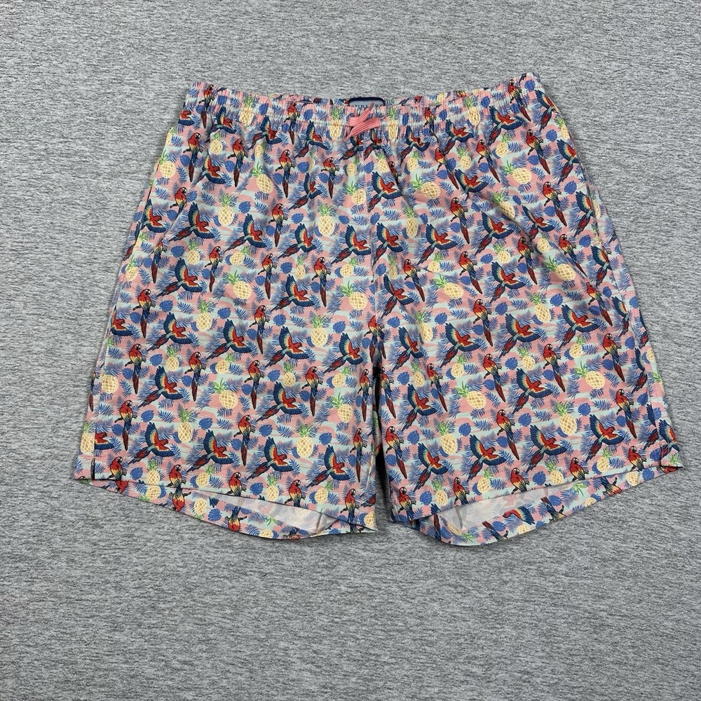 Burlebo Swim Trunks Mens XL Parrot Pineapple Lined Drawstring Stretch Beach Pool